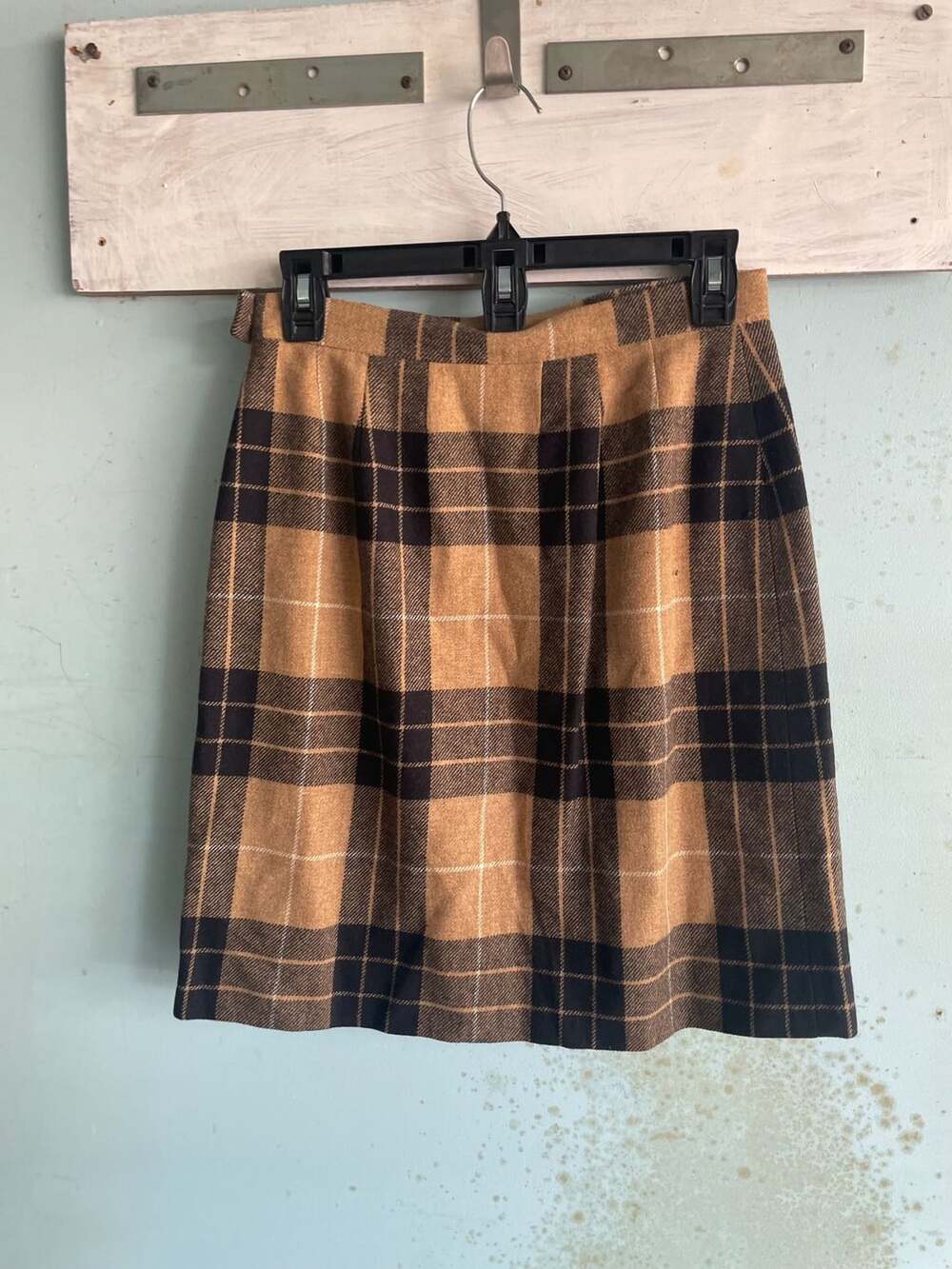 Vintage Plaid Wool Pencil Skirt Size 6
